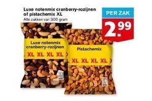 luxe notenmix cranberry rozijnen of pistachemix xl