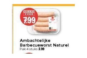 ambachtelijke barbecueworst naturel
