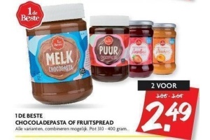 1 de beste chocoladepasta of fruitspread