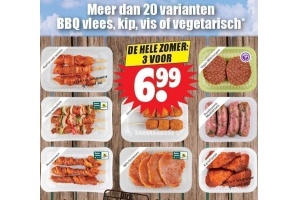 bbq vlees kip vis of vegetarisch