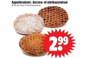 appelkruimel kersen of abrikozenvlaai