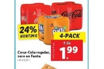 coca cola regular zero en fanta 4 pack