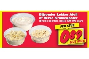 bijzonder lekker kruidenboter of verse aioli