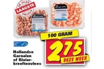 hollandse garnalen of rivierkreeftenvlees