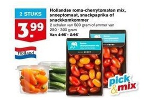 hollandse roma cherrytomaten mix snoeptomaat snackpaprika of snackkomkommer