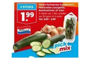 verse italiaanse kruidenmix hollandse courgette komkommer of uien